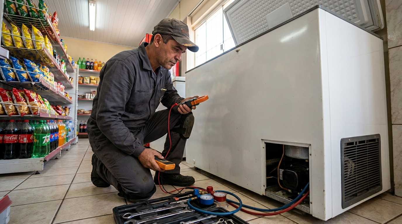 Reparo na placa eletrônica do freezer em Ponta Grossa‑PR